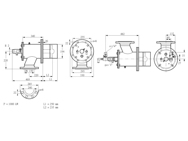 Kromschroder ZIO 200KBL-250/235-(38)D — промышленная газовая горелка — 84277136