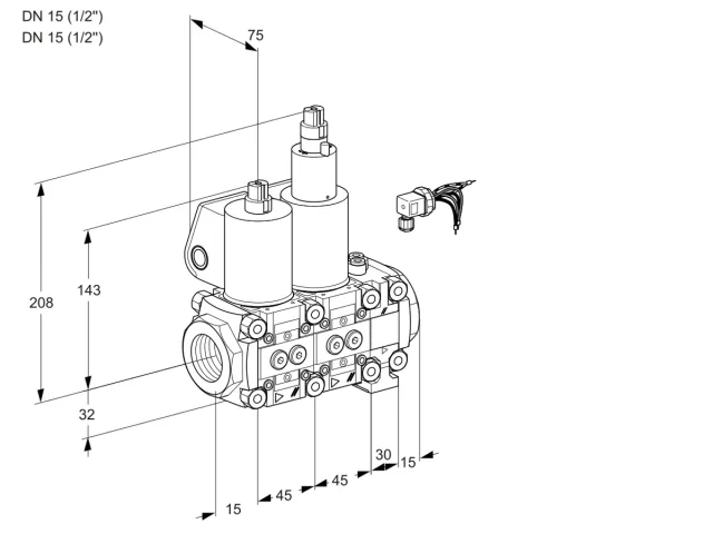 Kromschroder VCS 1E15R/15R05NLVWL/PPPP/PPPP — двойной электромагнитный газовый клапан — 88105135
