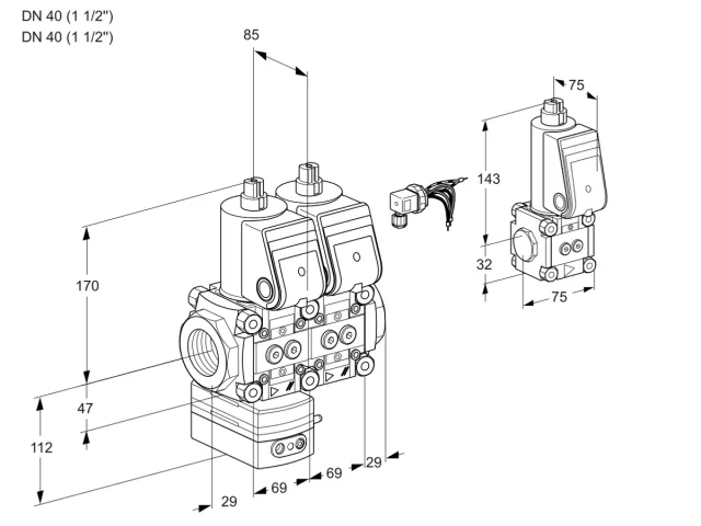 Kromschroder VCD 2E40R/40R05D-100NWR/PPPP/PPZS — двойной электромагнитный газовый клапан — 88100036