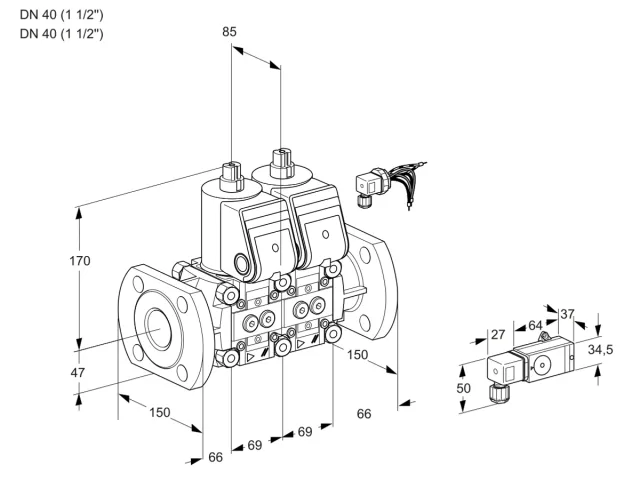 Kromschroder VCS 2E40F/40F05NNWR/3--3/2--2 — двойной электромагнитный газовый клапан — 88104344