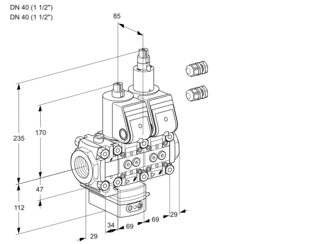 Kromschroder VCD 2E40R/40R05FD-50LWR3/PPPP/PPPP — двойной электромагнитный газовый клапан — 88107070