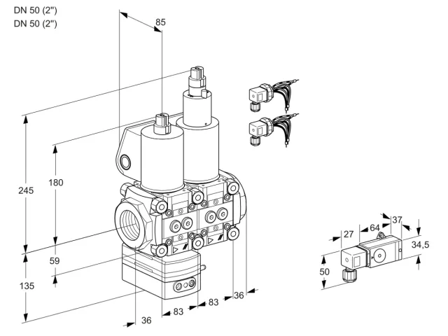 Kromschroder VCD 3E50R/50R05D-25LQL6/PPPP/1-PP — двойной электромагнитный газовый клапан — 88101718