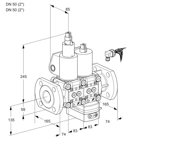 Kromschroder VCG 3E50F/50F05LGEWL/PPPP/PPPP — двойной электромагнитный газовый клапан — 88107501