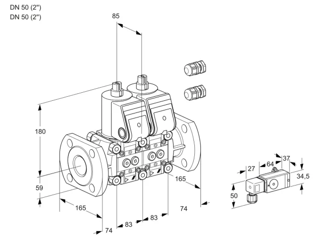 Kromschroder VCS 3E50F/50F05NNKR3/2--3/PPPP — двойной электромагнитный газовый клапан — 88103587