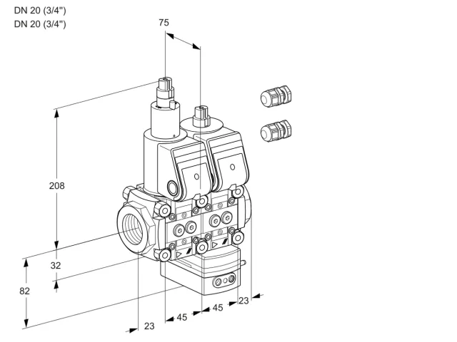 Kromschroder VCG 1E20R/20R05LGEWR3/PPPP/PPPP — двойной электромагнитный газовый клапан — 88106325