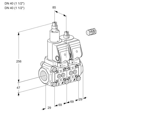 Kromschroder VCS 2E40R/40R05LNWGR/PPPP/PPPP — двойной электромагнитный газовый клапан — 88105031