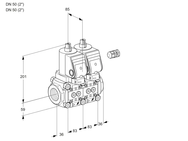 Kromschroder VCS 3E50R/50R05NNWSR/PPPP/PPPP — двойной электромагнитный газовый клапан — 88104655
