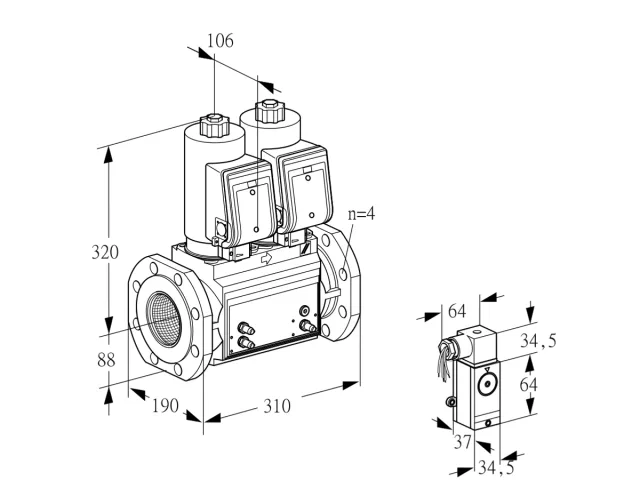 Kromschroder VCS 7T80A05NNQGRB/MMPM/P4PP — двойной электромагнитный газовый клапан — 88204343