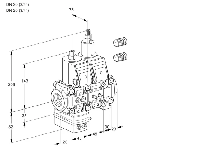Kromschroder VCD 1E20R/20R05D-50LVWR3/PPMM/PPPP — двойной электромагнитный газовый клапан — 88107334