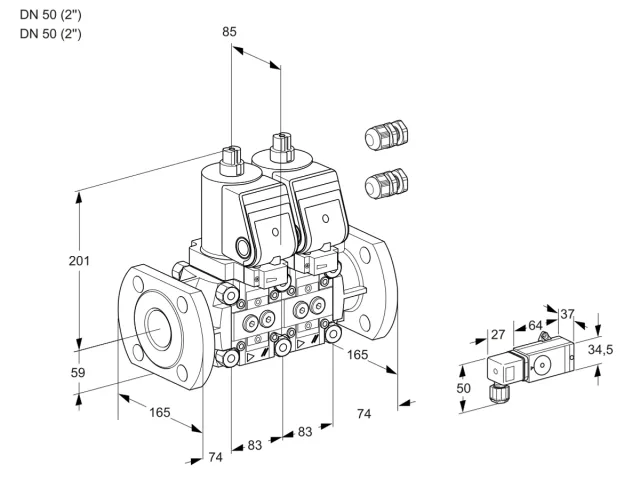 Kromschroder VCS 3E50F/50F05NNWSR3/4--3/PPPP — двойной электромагнитный газовый клапан — 88101035