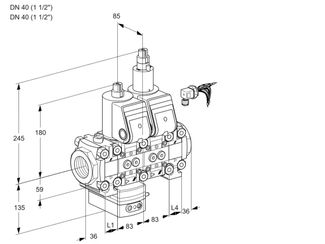 Kromschroder VCD 3E40R/40R05FD-50LO38WR/PPPP/PPPP — двойной электромагнитный газовый клапан — 88106902