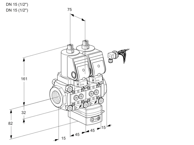 Kromschroder VCD 1E15R/15R05ND-50WGR/PPPP/PPPP — двойной электромагнитный газовый клапан — 88103909