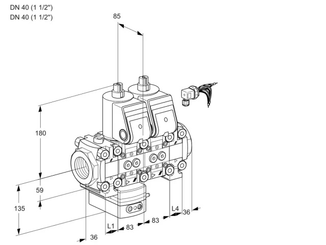 Kromschroder VCD 3E40R/40R05FD-50NO38WR/PPPP/PPPP — двойной электромагнитный газовый клапан — 88106901
