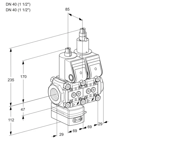 Kromschroder VCD 2E40R/40R05D-25LQR/PPPP/PPPP — двойной электромагнитный газовый клапан — 88100382