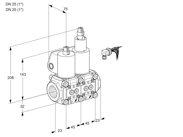 Kromschroder VCS 1E25R/25R05NLKL/PPPP/MMMM — двойной электромагнитный газовый клапан — 88106959