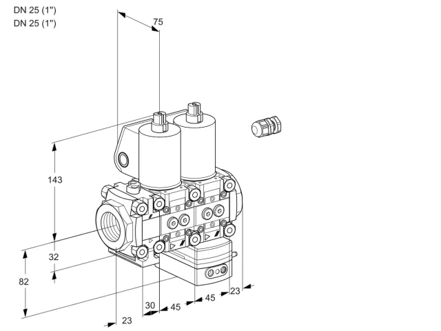 Kromschroder VCD 1E25R/25R05FND-50WL/PPPP/PPPP — двойной электромагнитный газовый клапан — 88106896