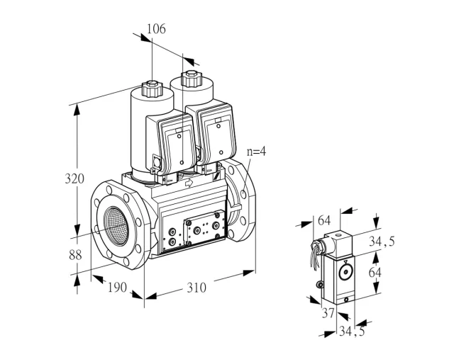 Kromschroder VCS 7T80A05NNQSRE/3-P4/PPVP — двойной электромагнитный газовый клапан — 88204700