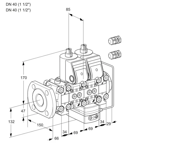 Kromschroder VCH 2E40F/40R05FNHEVWR3/PPPP/PPPP — двойной электромагнитный газовый клапан — 88102513