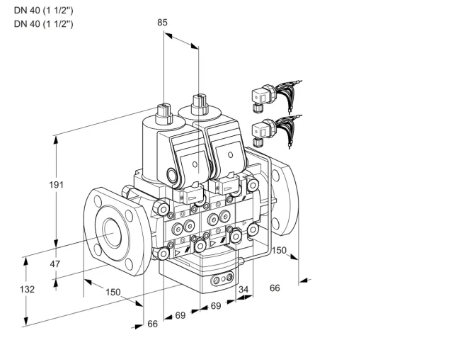 Kromschroder VCH 2E40F/40F05NHEVWSR8/PPPP/PPPP — двойной электромагнитный газовый клапан — 88103312