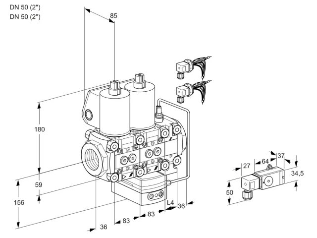 Kromschroder VCH 3E50R/50R05NHEVWL6/PPPP/-3PP — двойной электромагнитный газовый клапан — 88105862