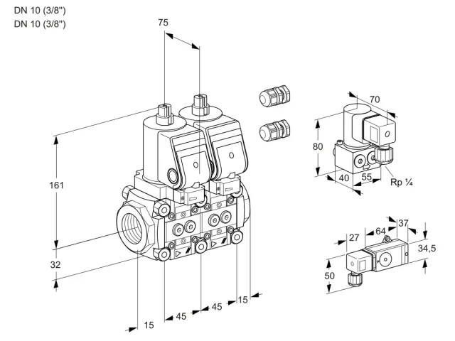 Kromschroder VCS 1E10R/10R05NNWSR3/-3PP/ZYPP — двойной электромагнитный газовый клапан — 88105829