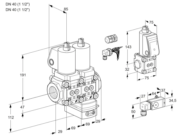Kromschroder VCG 2E40R/40R05NGEWSL8/PPBS/PP3- — двойной электромагнитный газовый клапан — 88103770