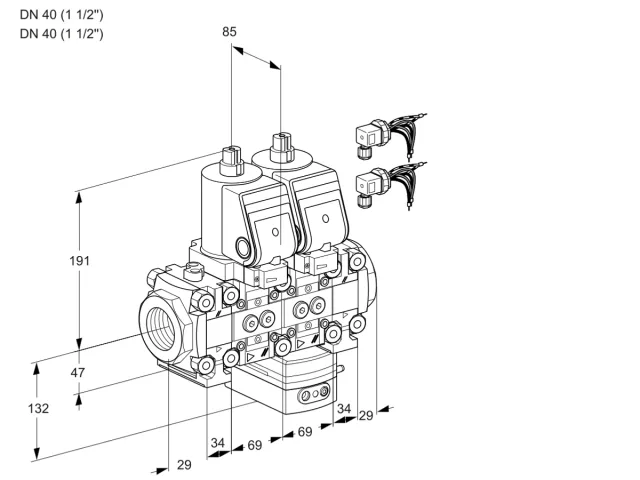 Kromschroder VCH 2E40R/40R05FNHEVWSR8/PPPP/PPPP — двойной электромагнитный газовый клапан — 88103890