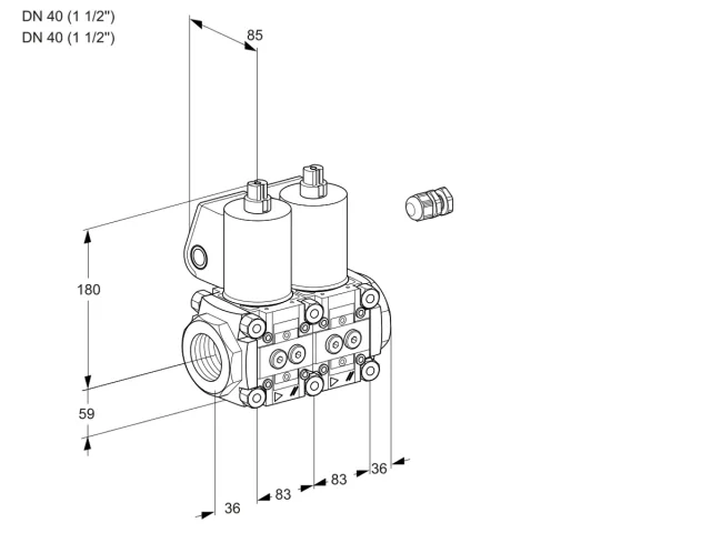 Kromschroder VCS 3E40R/40R05NNWL3/PPPP/PPPP — двойной электромагнитный газовый клапан — 88106762
