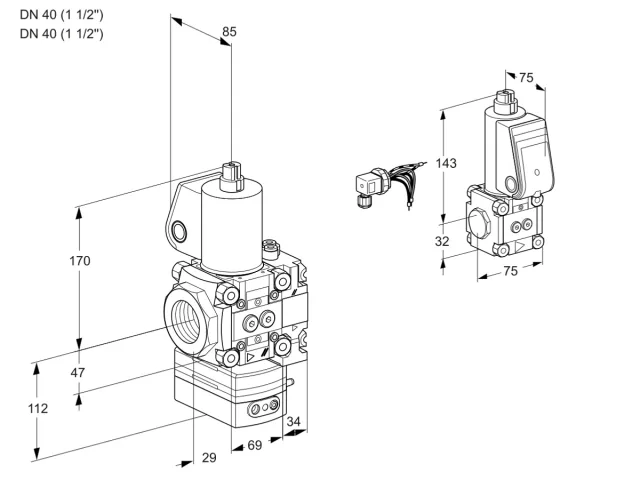 Kromschroder VAG 2E40R/40R05GEVWL/ZS/PP — регулятор соотношения газ/воздух — 88107051