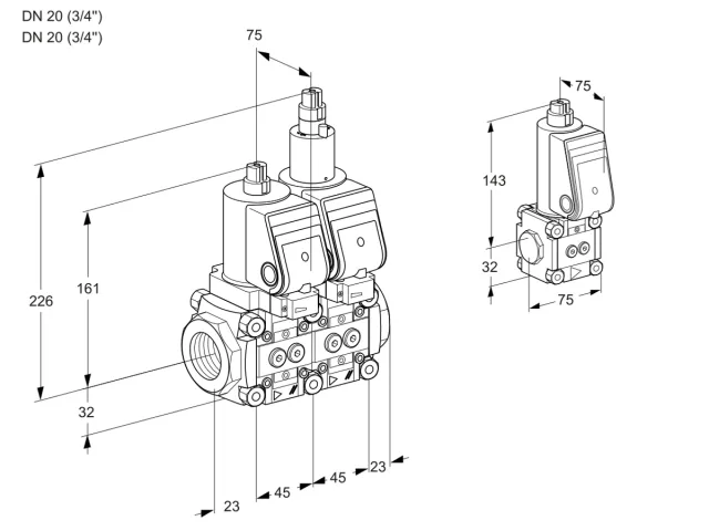 Kromschroder VCS 1T20N/20N05NLQGR/PPPP/PPBS — двойной электромагнитный газовый клапан — 88106848