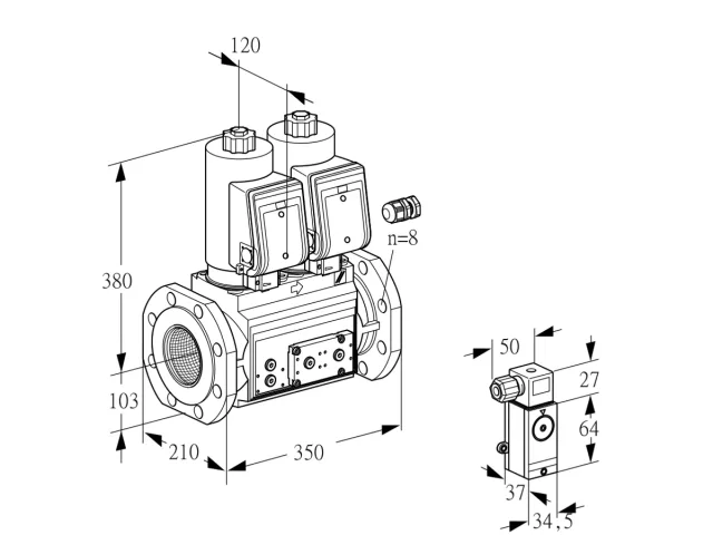 Kromschroder VCS 8100F05NNKSR3E/PPPP/PPP4 — двойной электромагнитный газовый клапан — 88202912