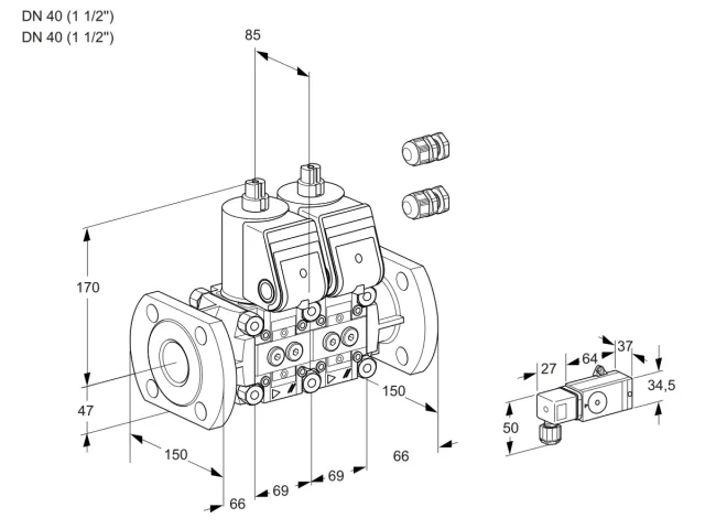 Kromschroder VCS 2E40F/40F05NNKR3/2--3/PPPP — двойной электромагнитный газовый клапан — 88103586