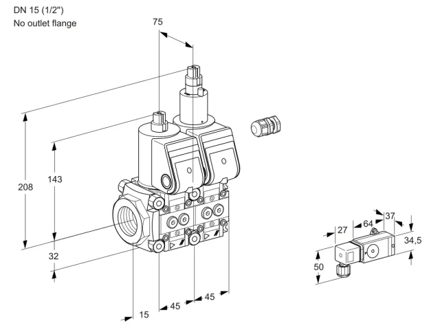 Kromschroder VCS 1E15R/--05NLWR/2--4/PPPP — двойной электромагнитный газовый клапан — 88103944