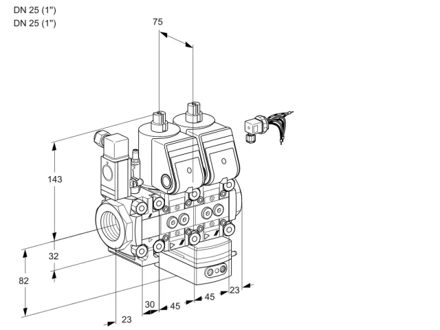 Kromschroder VCD 1E25R/25R05F3ND-50WR/PPPP/PPPP — двойной электромагнитный газовый клапан — 88101968