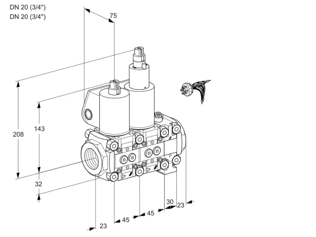 Kromschroder VCS 1E20R/20R05NLVWL/PPPP/PPPP — двойной электромагнитный газовый клапан — 88106463