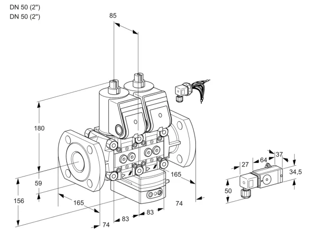 Kromschroder VCV 3E50F/50F05NVKWR/3-PP/PPPP — двойной электромагнитный газовый клапан — 88104012