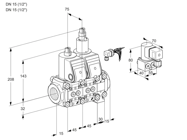 Kromschroder VCS 1E15R/15R05NLVWR/PPPP/BYPP — двойной электромагнитный газовый клапан — 88107725