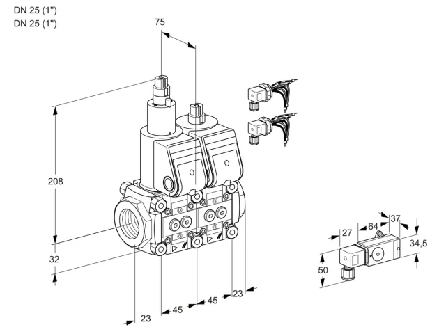 Kromschroder VCS 1E25R/25R05LNWR6/-3PP/PPPP — двойной электромагнитный газовый клапан — 88105537