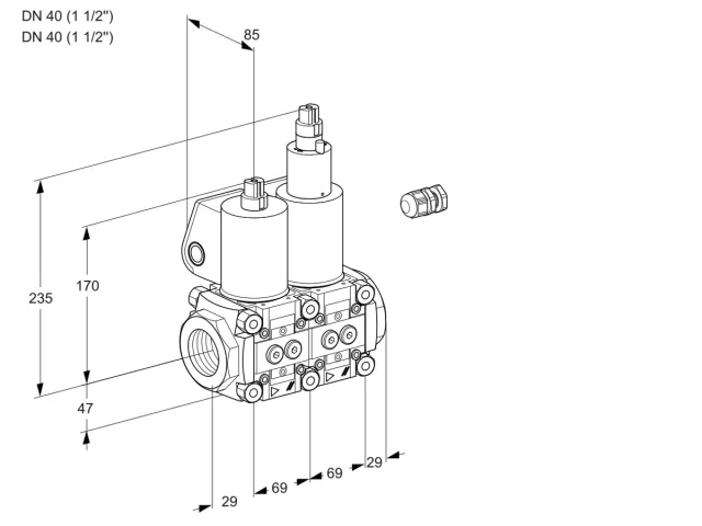 Kromschroder VCS 2E40R/40R05NLWL/PPPP/PPPP — двойной электромагнитный газовый клапан — 88100299
