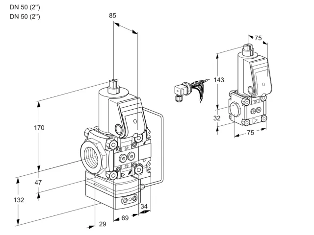Kromschroder VAH 2E50R/50R05HEVWR/PP/ZS — регулятор расхода газа — 88104869