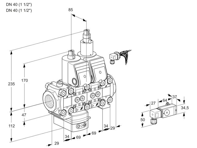 Kromschroder VCD 2E40R/40R05FD-50LO20WR/2-PP/PPPP — двойной электромагнитный газовый клапан — 88106900