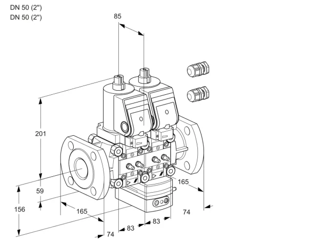 Kromschroder VCV 3E50F/50F05NVKWSR3/MMMM/PPPP — двойной электромагнитный газовый клапан — 88103213