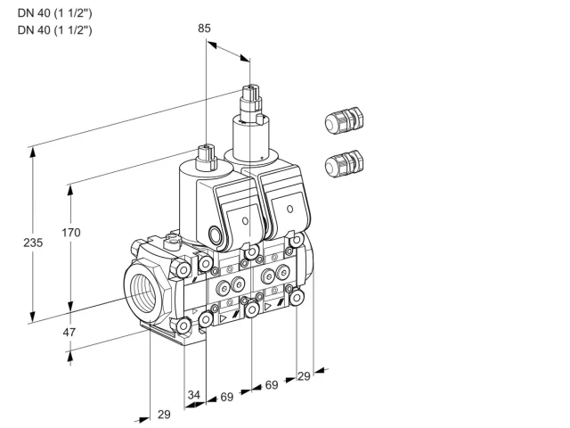 Kromschroder VCS 2E40R/40R05FNLWR3/PPPP/PPPP — двойной электромагнитный газовый клапан — 88103058