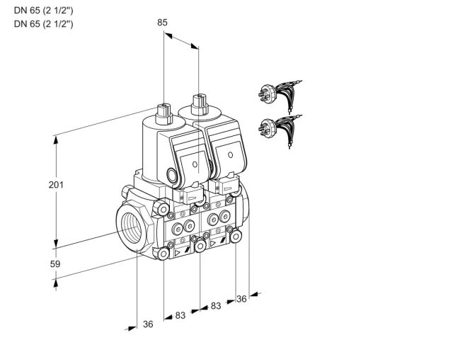 Kromschroder VCS 3E65R/65R05NNWSR7/PPPP/PPPP — двойной электромагнитный газовый клапан — 88103899