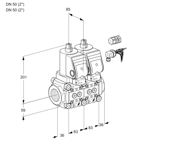 Kromschroder VCS 3E50R/50R05NNWSR8/PPPP/PPPP — двойной электромагнитный газовый клапан — 88104384