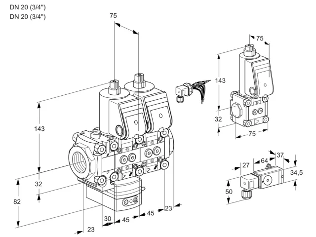 Kromschroder VCD 1E20R/20R05FD-50NWR/2-PP/PPZS — двойной электромагнитный газовый клапан — 88105216