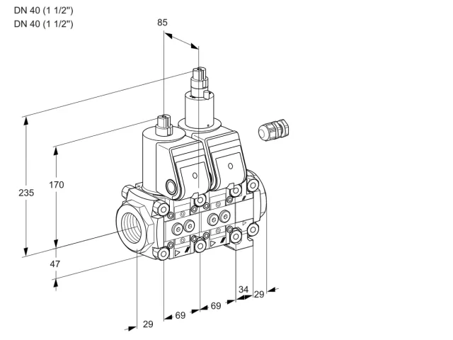 Kromschroder VCS 2E40R/40R05NLVQR/PPPP/PPPP — двойной электромагнитный газовый клапан — 88103570
