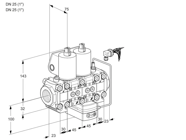 Kromschroder VCH 1E25R/25R05FNHEVWL/PPPP/MMPP — двойной электромагнитный газовый клапан — 88102761