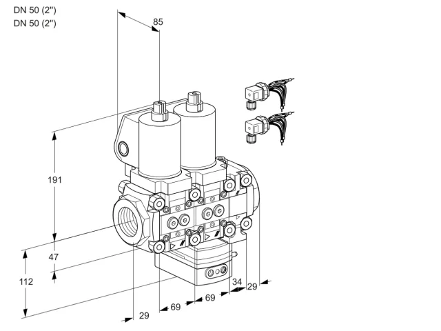 Kromschroder VCG 2E50R/50R05NGEVWSL8/PPPP/PPPP — двойной электромагнитный газовый клапан — 88102852