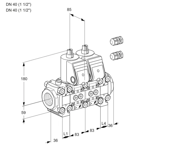 Kromschroder VCS 3E40R/40R05FNNVWR3/PPPP/PPPP — двойной электромагнитный газовый клапан — 88106064